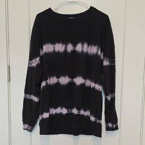 Wildfox Black Lavender Tie Dye Crew Neck Sweatshirt
